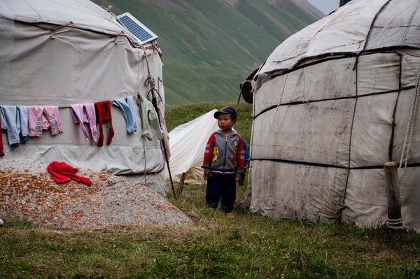 Local child in yurt Kyrgyzstan