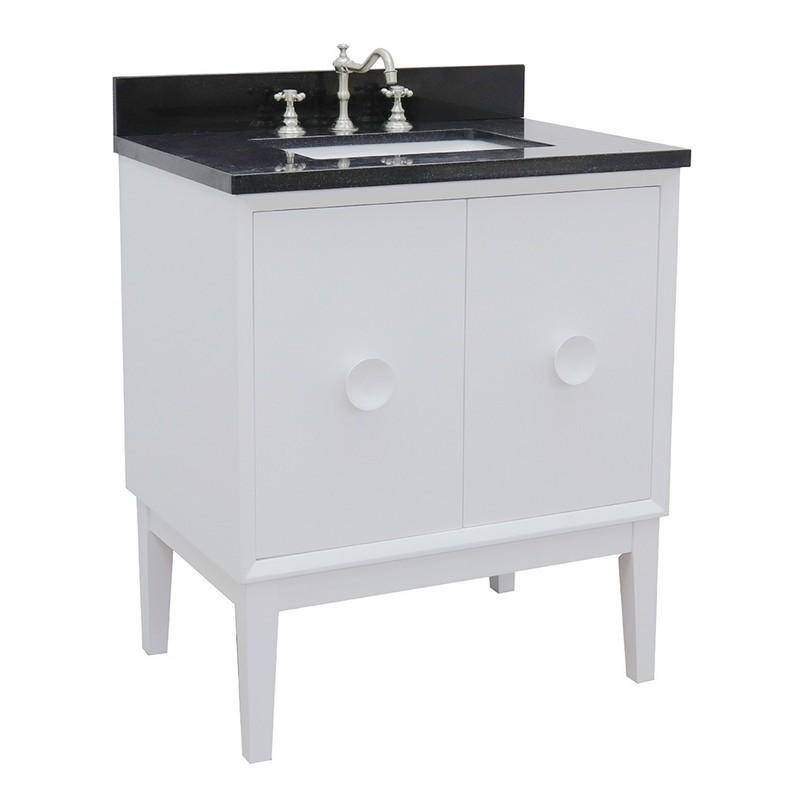 BellaTerra 400400-WH-BGR Stora 31 Inch Single Vanity in White with Black Galaxy Top and Rectangle Sink-Bellaterra Home-