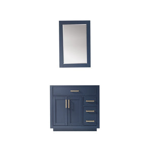 Altair 531036-CAB-RB Ivy 36 Inch Single Bathroom Vanity Cabinet Only and Mirror without Countertop, Royal Blue