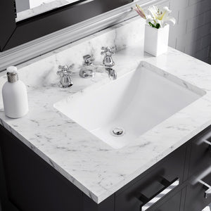 30 Inch Espresso Single Sink Bathroom Vanity With Matching Framed Mirror And Faucet From The Madalyn Collection