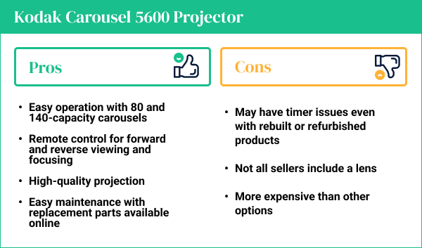 Kodak Carousel 5600 Projector pros and cons