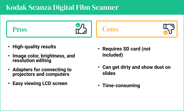 Kodak Scanza Digital Film Scanner pros and cons