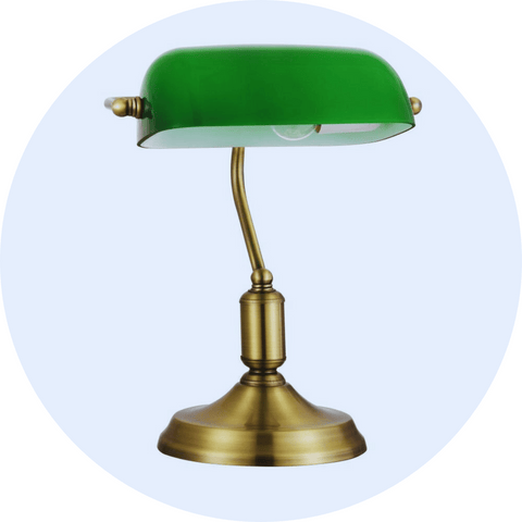 une lampe de banquier verte