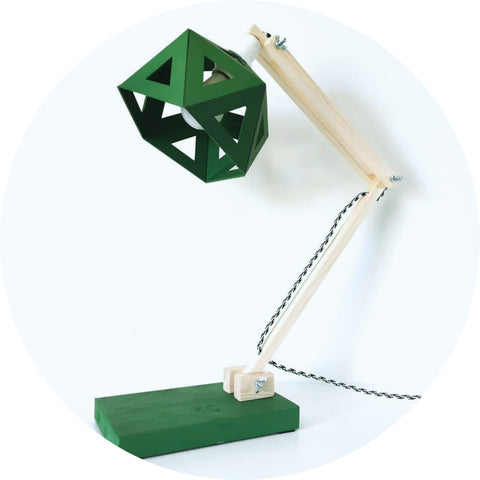 lampe de bureau de couleur verte kaki, fabrication en origami