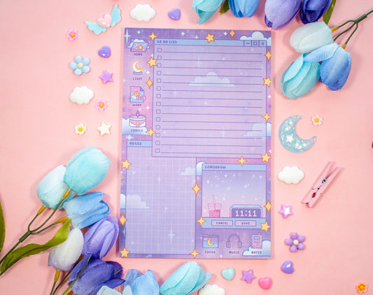 Artsy Aesthetic Daily Planner Pad Kawaii Art Aesthetic Stationery 