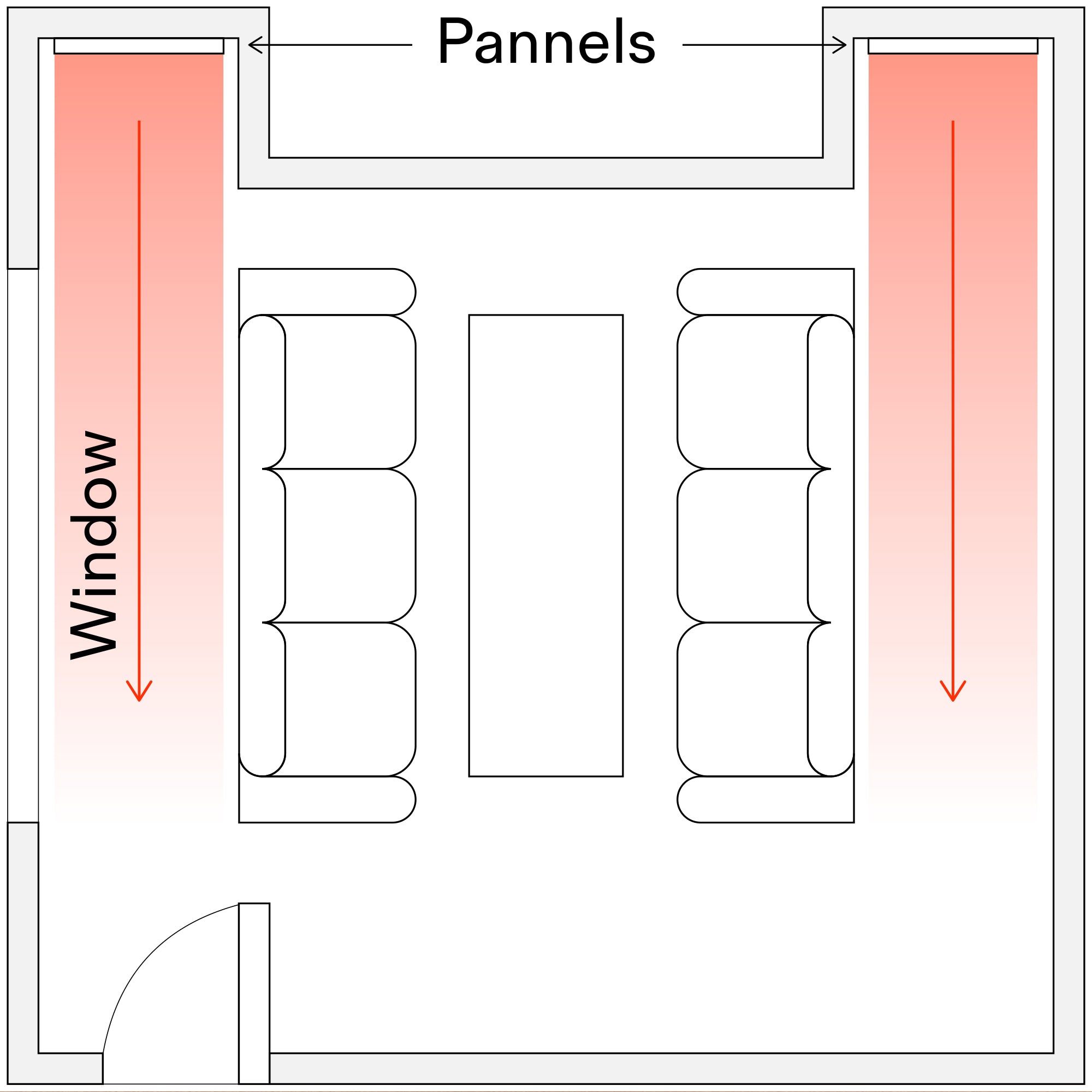 Infrared heating in corners