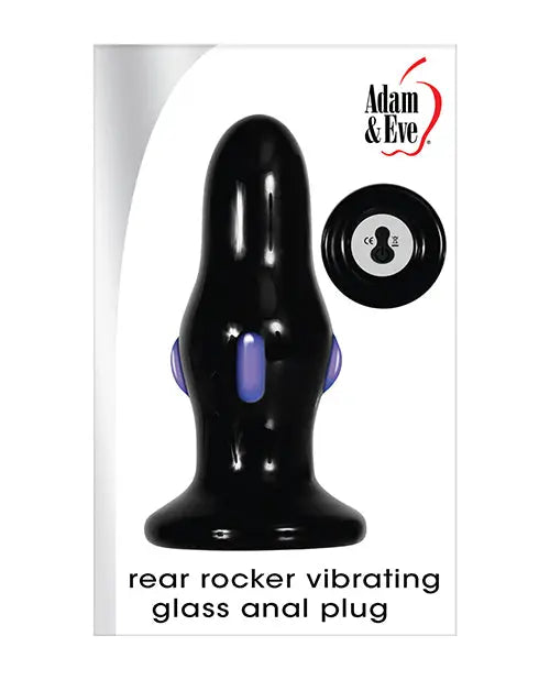 Adam & Eve Rear Rocker Vibrating Glass Anal Plug - Black Evolved