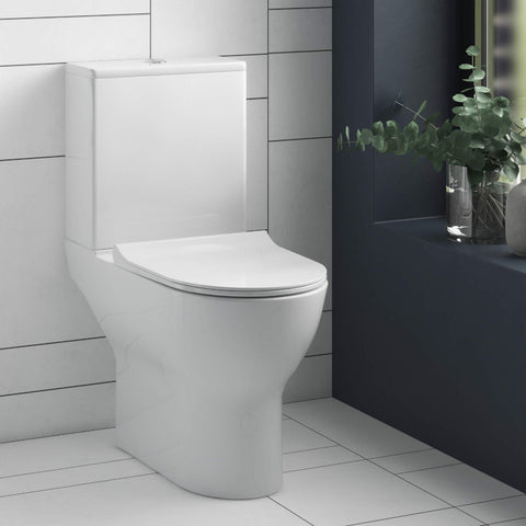 Compact close coupled toilet for cloakrooms and small bathrooms