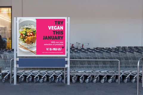 Veganuary poster at a supermarket.