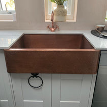 Single Bowl Copper Kitchen Sink Front Apron Hammered Antique Finish