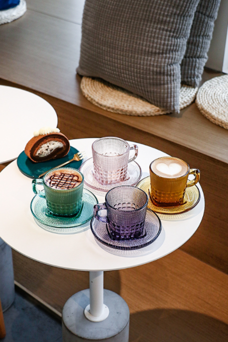 Clear Glass Coffee Cup and Saucer - Our Dining Table