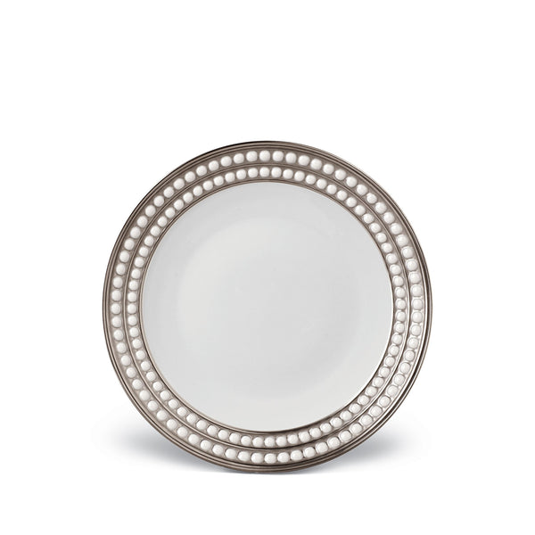 Perlée Dessert Plate in Platinum - Timeless and Sophisticated Dinnerware Crafted from Limoges Porcelain and Infused with Detailed Craftsmanship