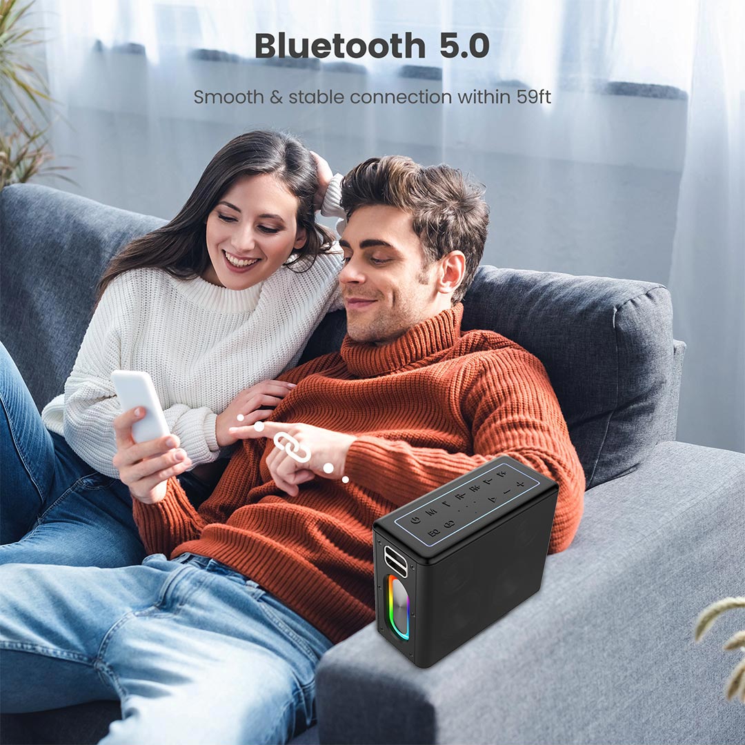 Amaya BD34 wireless Bluetooth speaker  12000mAh IPX5 waterproof outdoor Karaoke with 2 wireless microphone and colorful lights