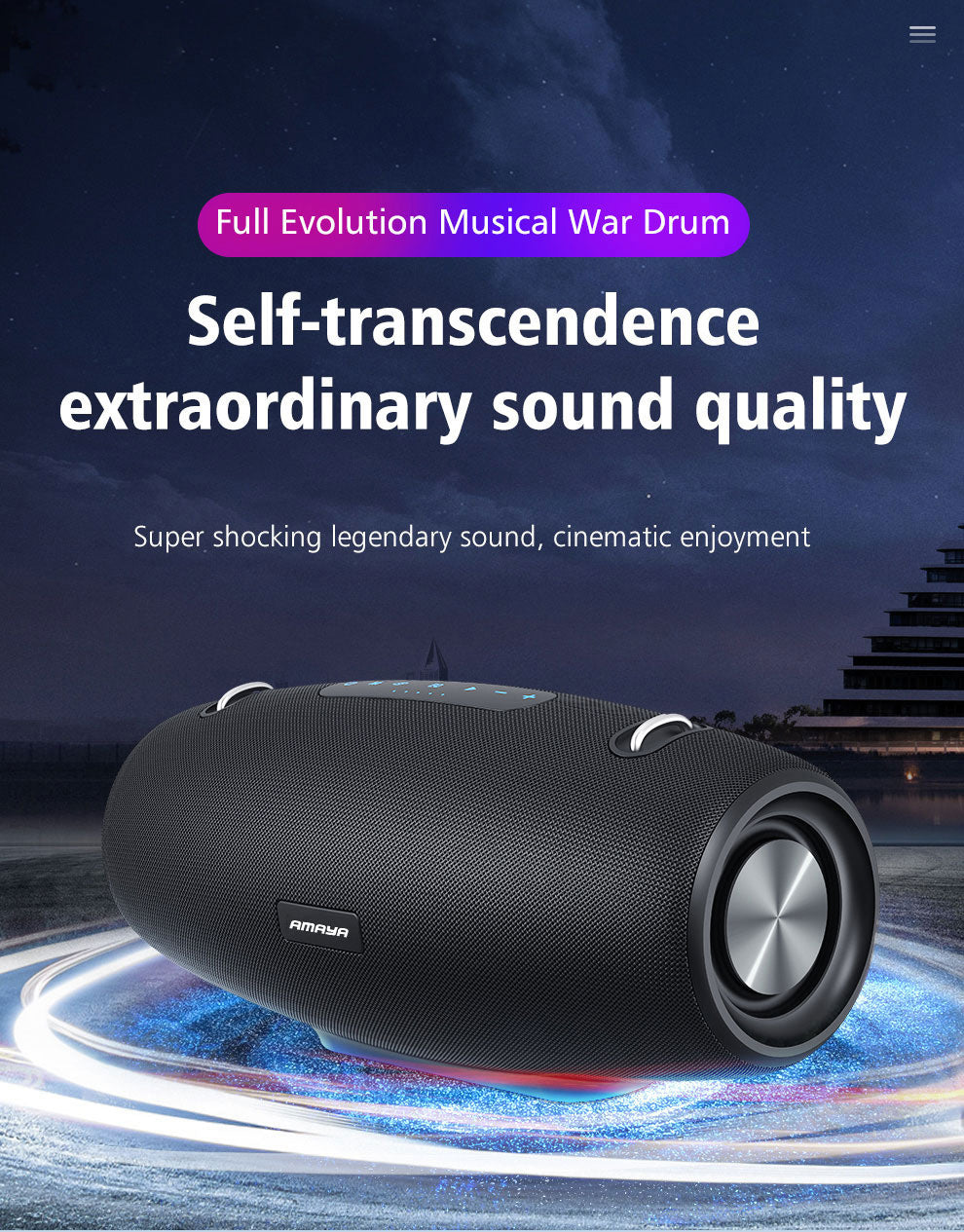 Enceinte Bluetooth sans fil Amaya BD88 PRO 60W 14000mAh avec effets sonores 3D