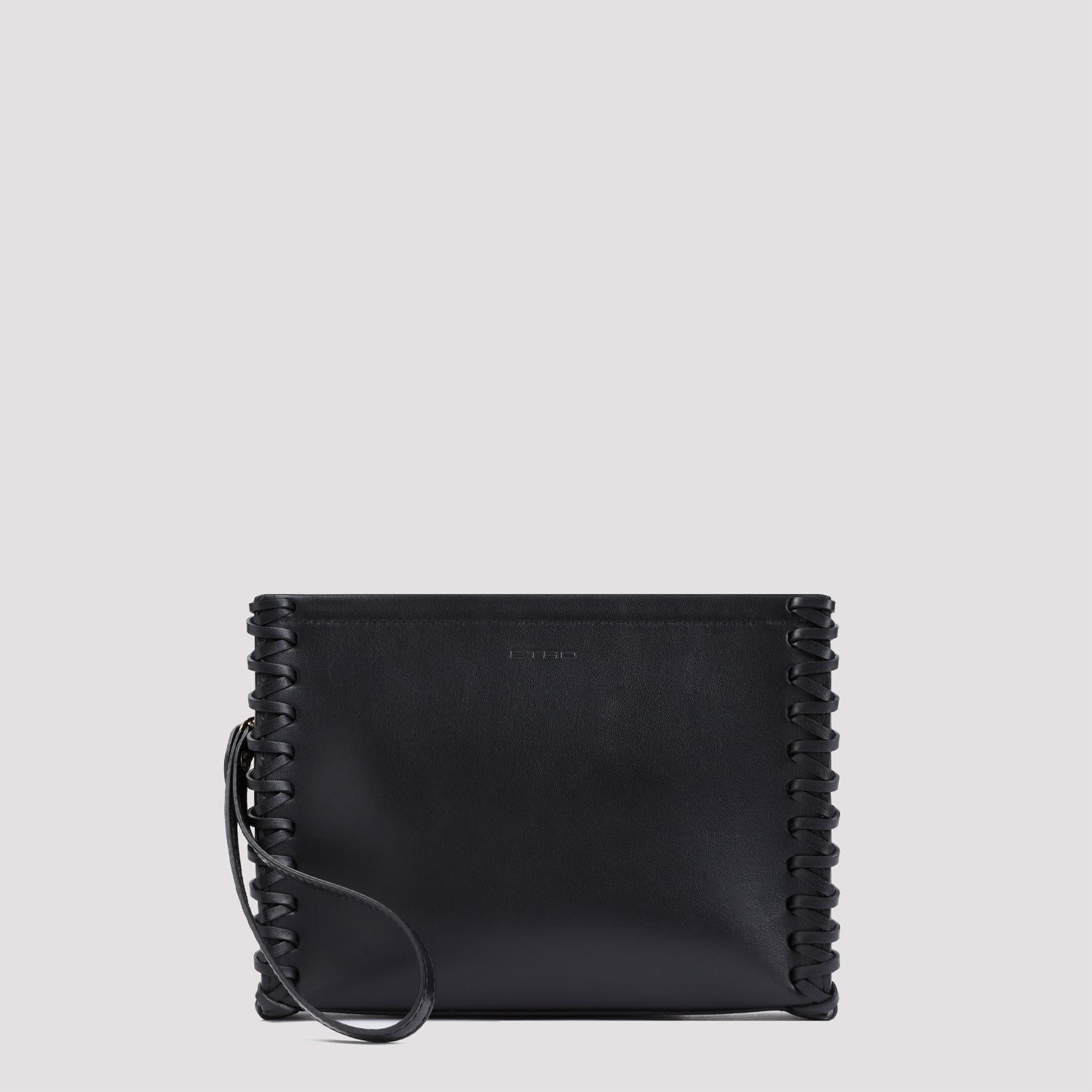Etro Black Leather Pouch In White