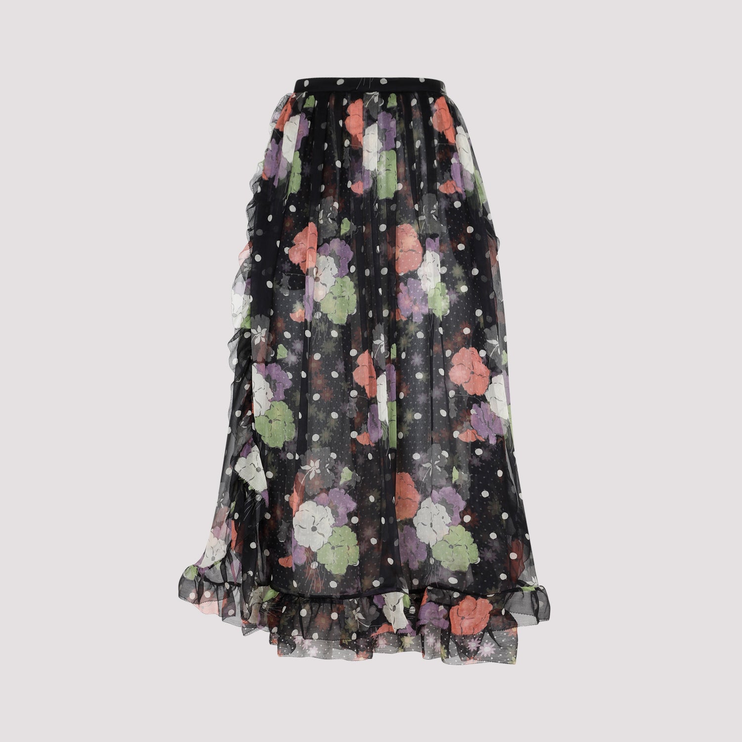 Etro Floral Printed Flared Midi Skirt In Black