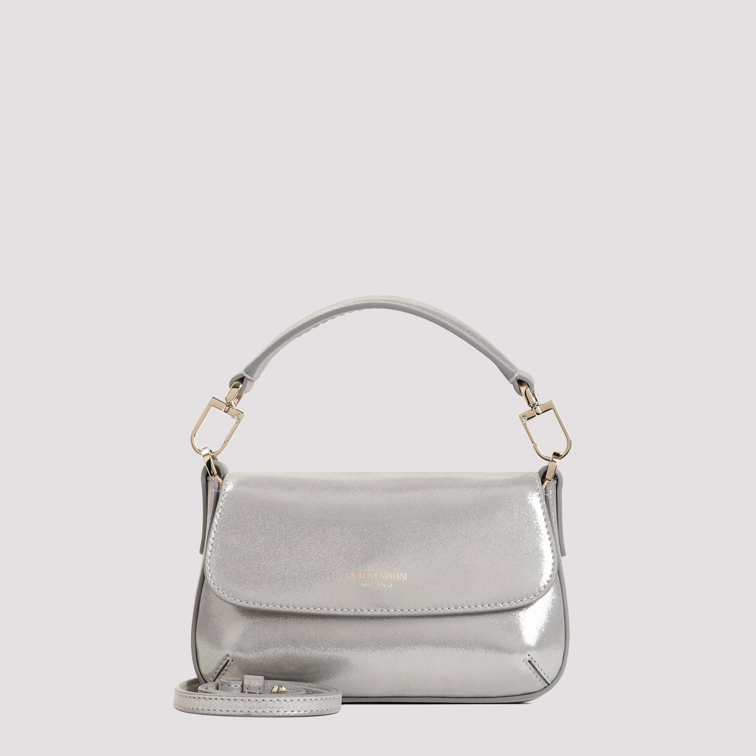 Giorgio Armani Grey Calf Leather Handbag In Metallic