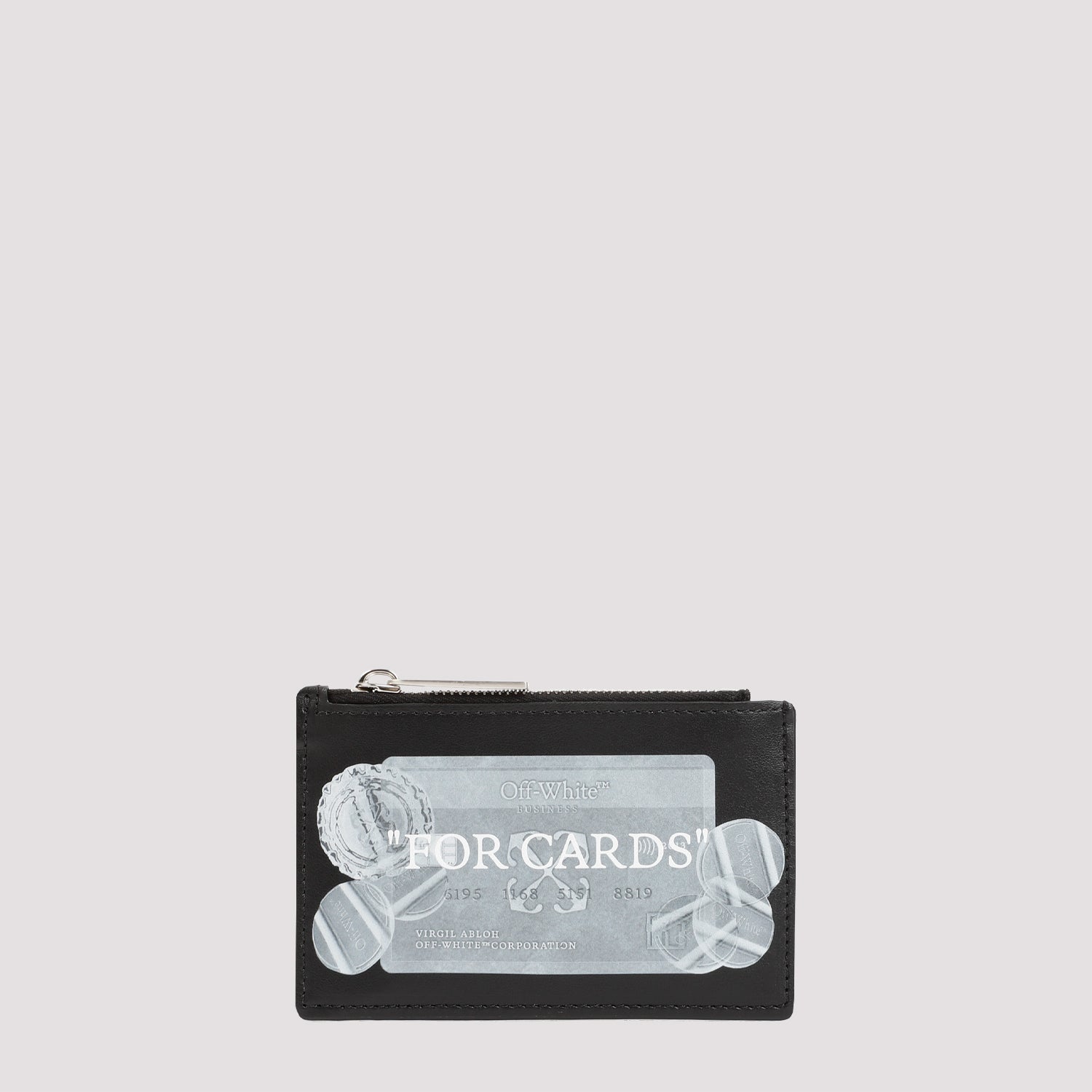 Off-white Quote Bookish Leather Cardholder In Black