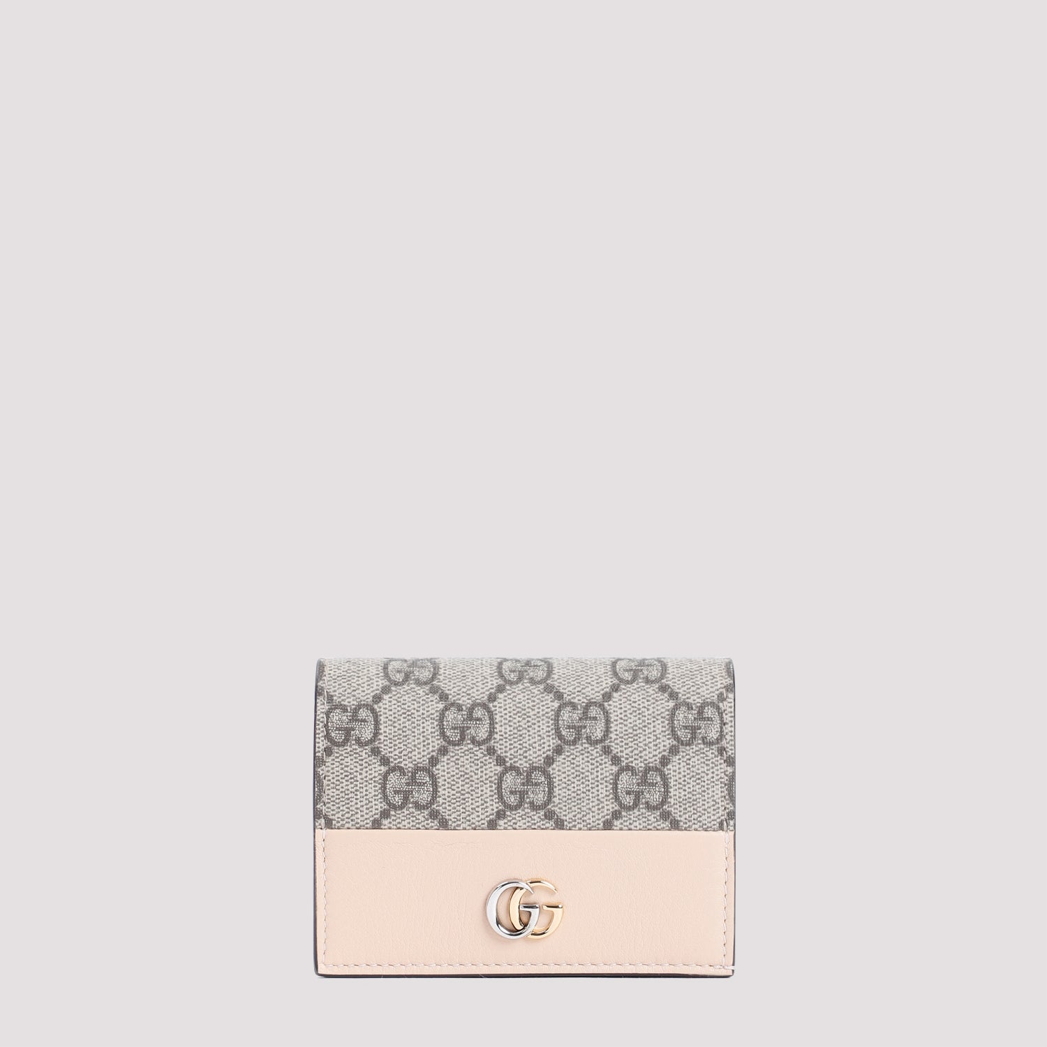 Gucci Light Beige Petite Marmont Textile-leather Card Case In Nude & Neutrals