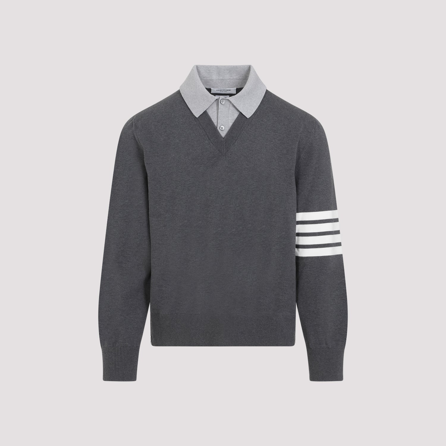 Thom Browne Polo With V-neck Pullover In Grey