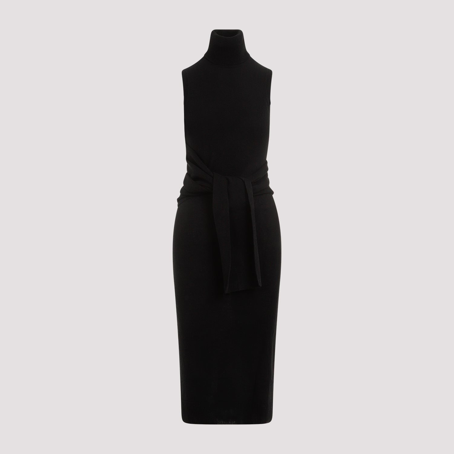 Mm6 Maison Margiela Black Wool Midi Dress