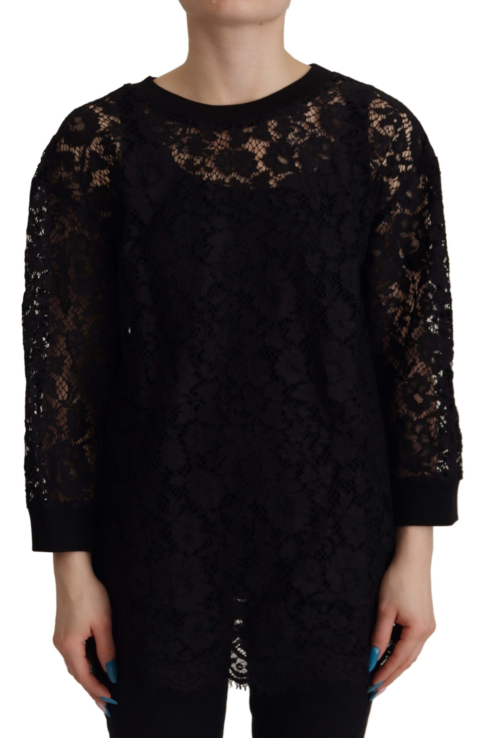 Shop Dolce & Gabbana Elegant Black Long Sleeve Blouse Top