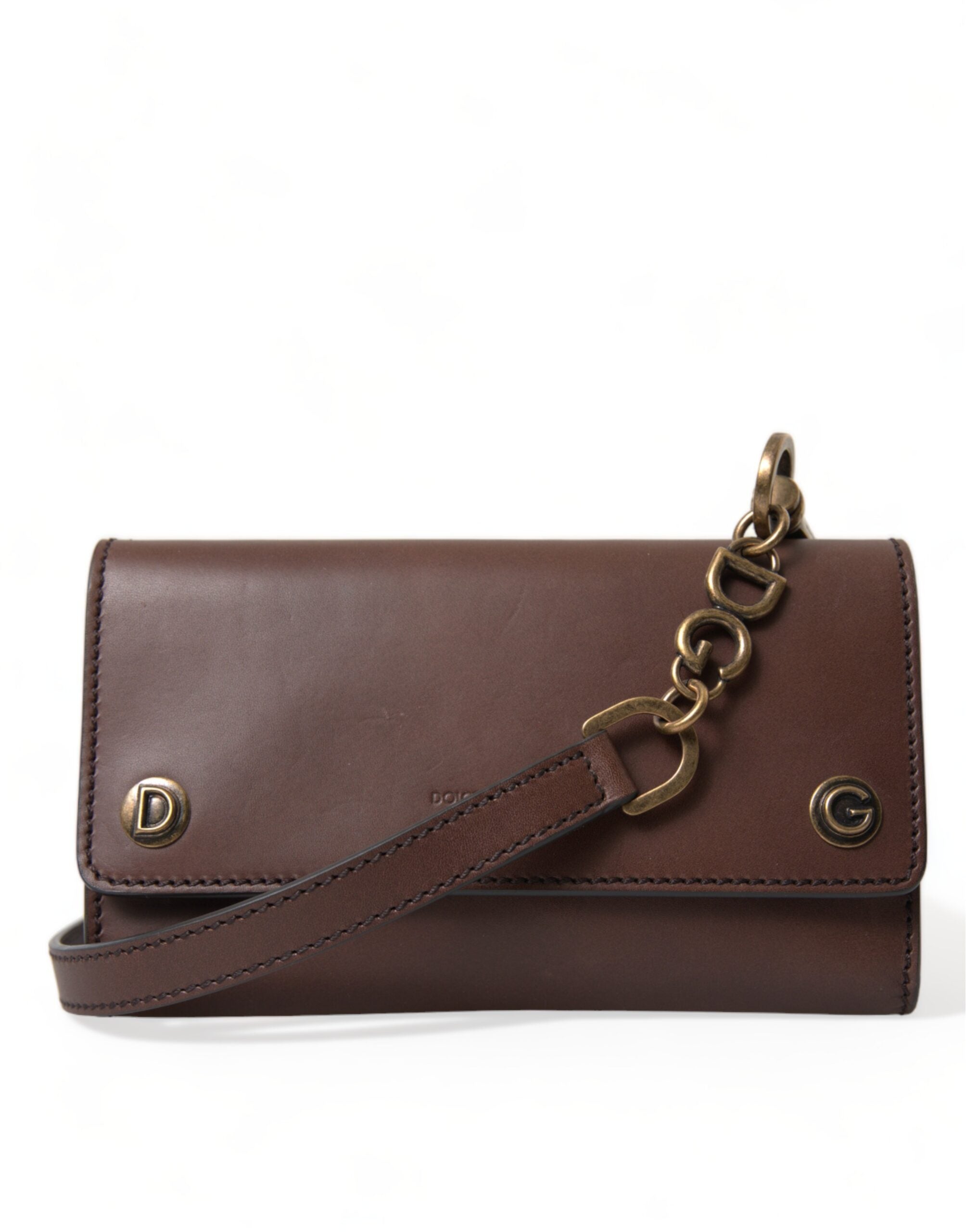 Shop Dolce & Gabbana Elegant Leather Shoulder Bag In Rich Brown