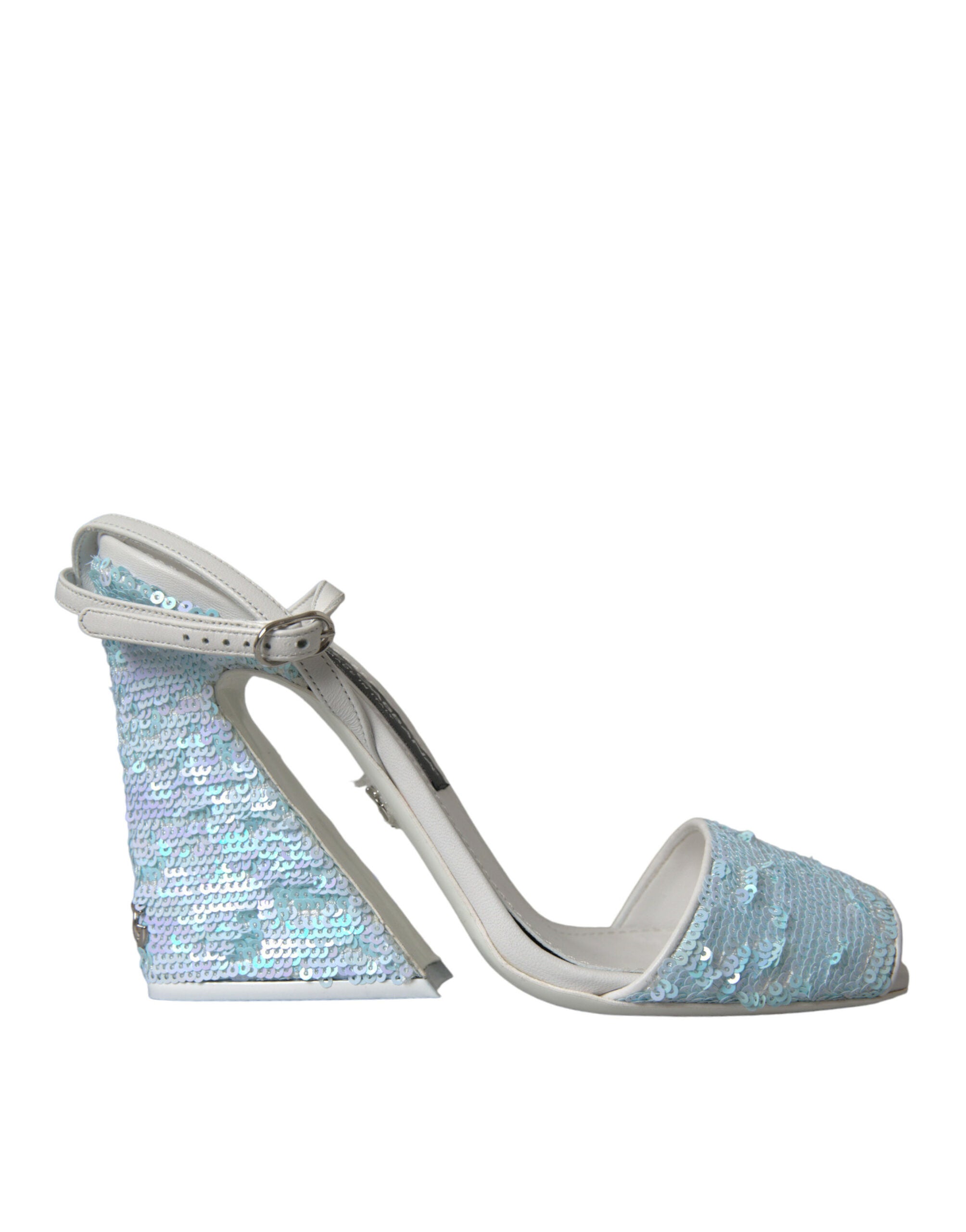 Shop Dolce & Gabbana Light Blue Sequin Ankle Strap Sandals Shoes