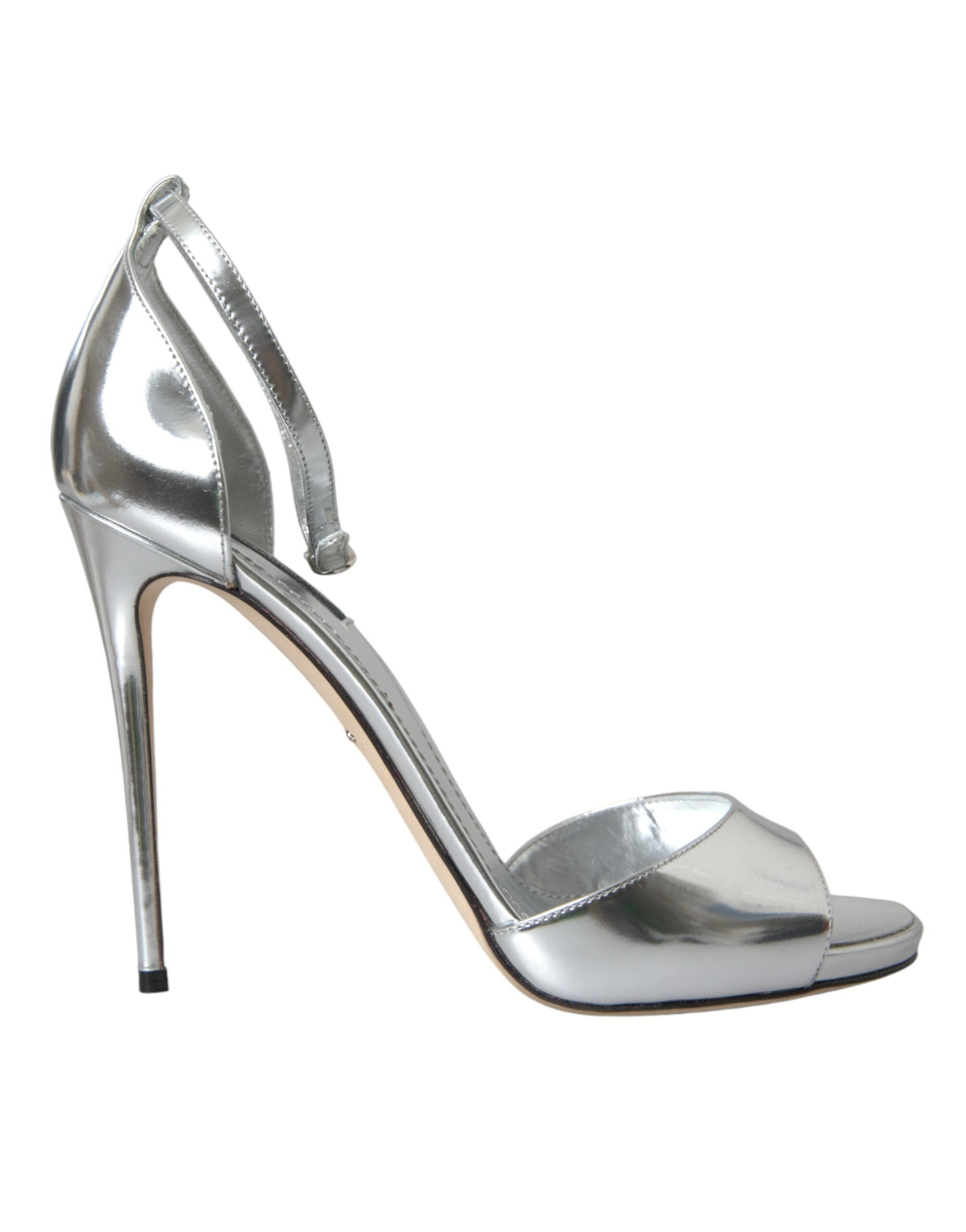 Shop Dolce & Gabbana Silver Keira Leather Heels Sandals Shoes