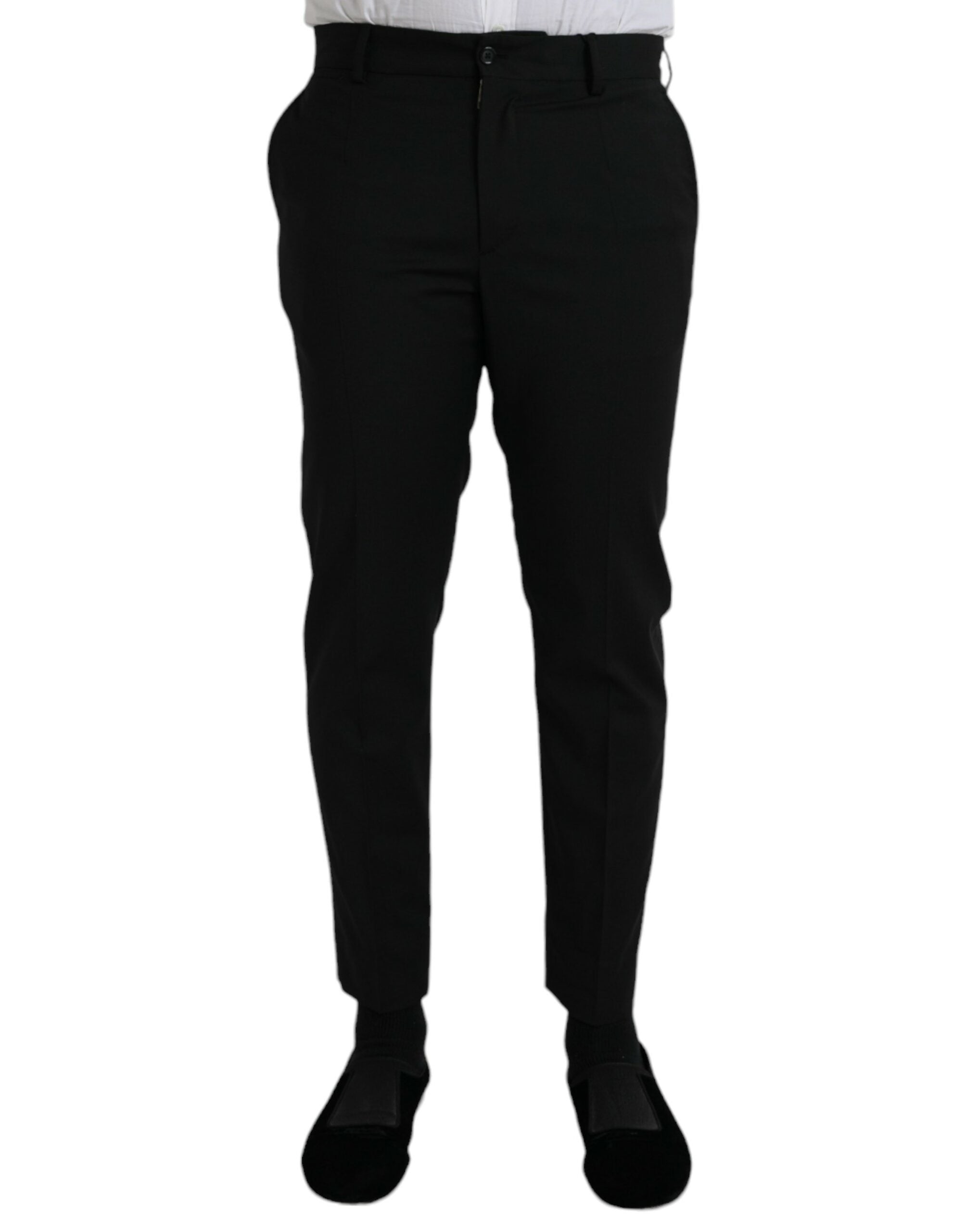 Shop Dolce & Gabbana Black Wool Slimfit Dress Formal Pants