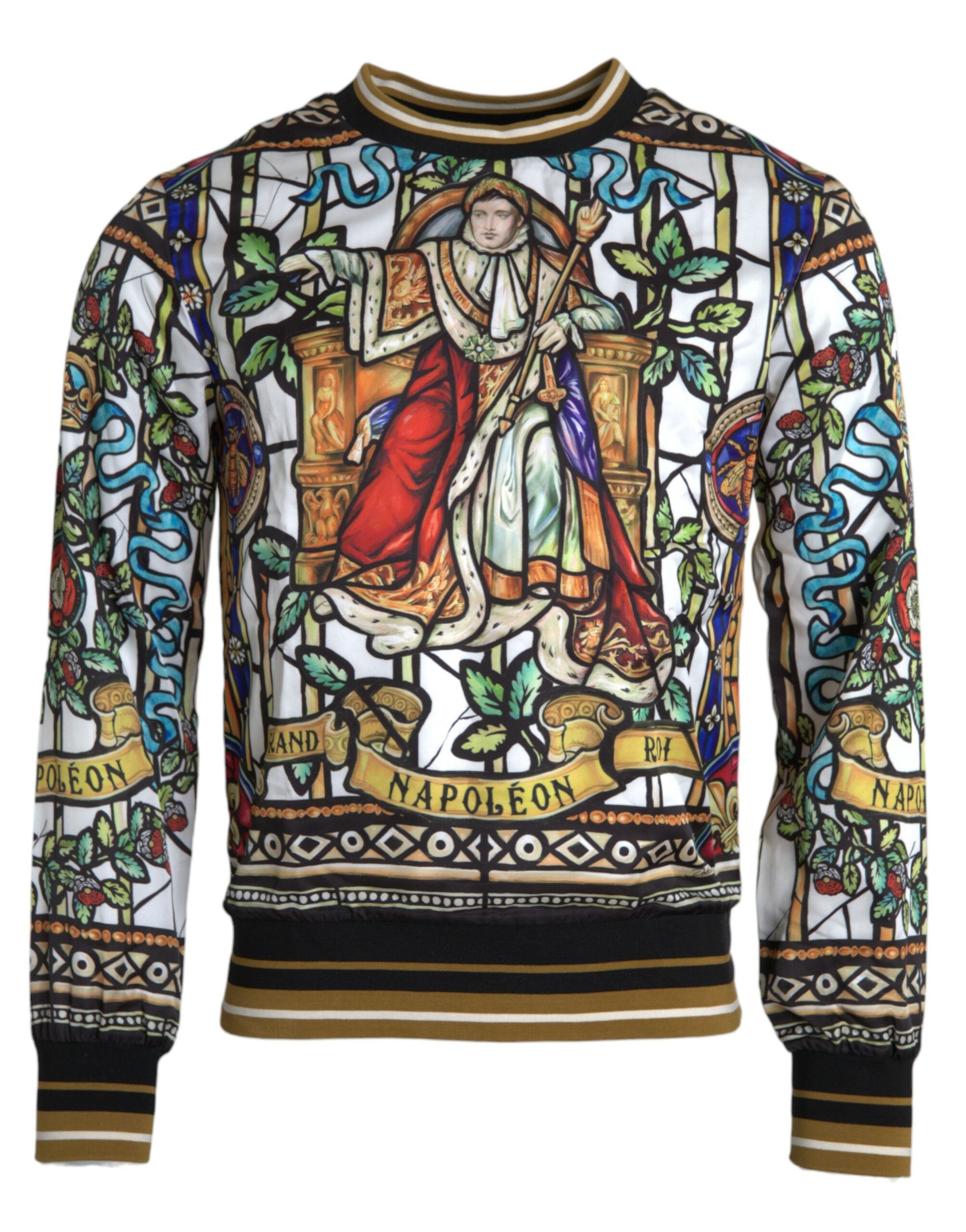 Shop Dolce & Gabbana Napoleon Print Crew Neck Pullover Sweater In Multicolor