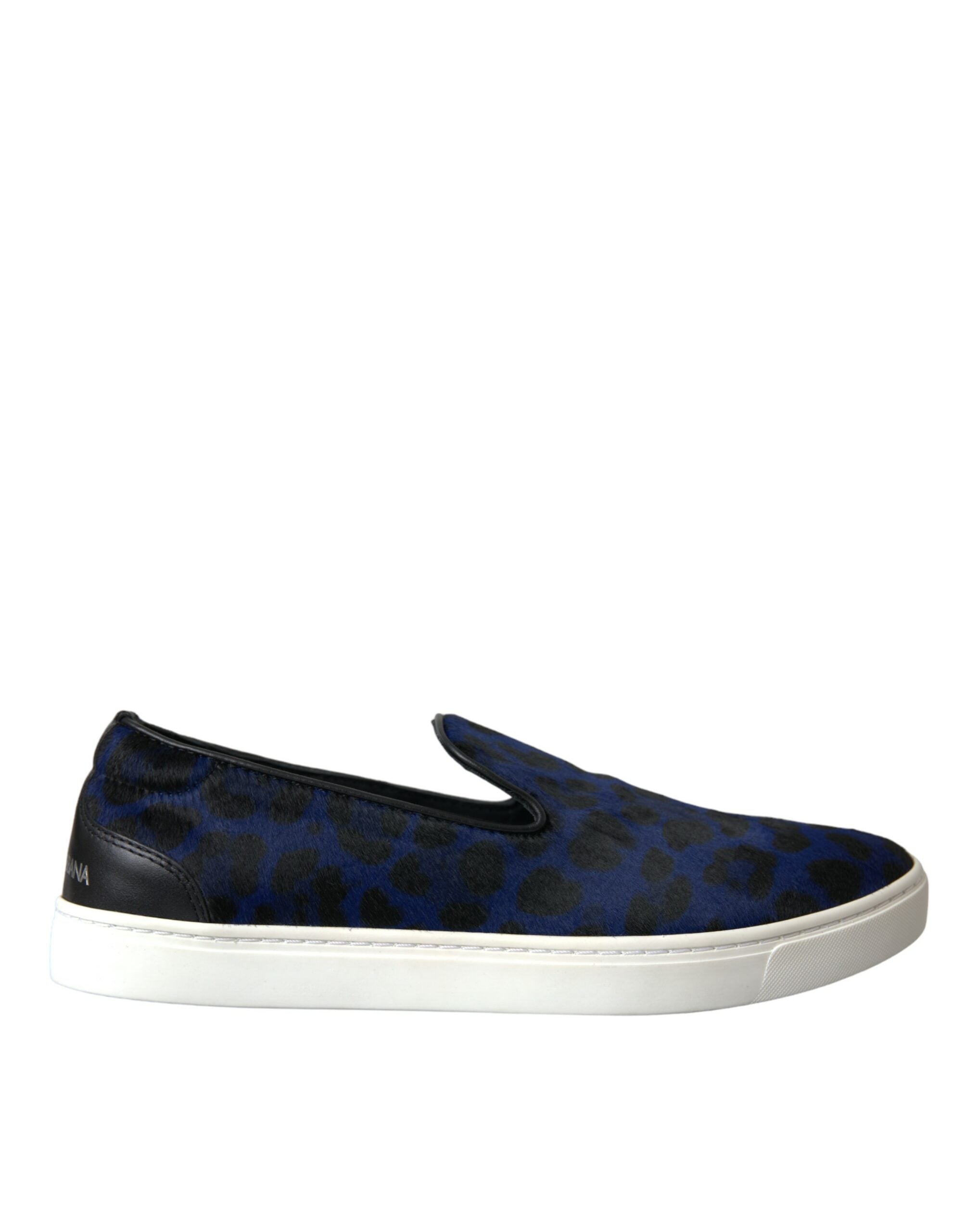 Shop Dolce & Gabbana Blue Calfskin Hair Leopard Sneakers Shoes