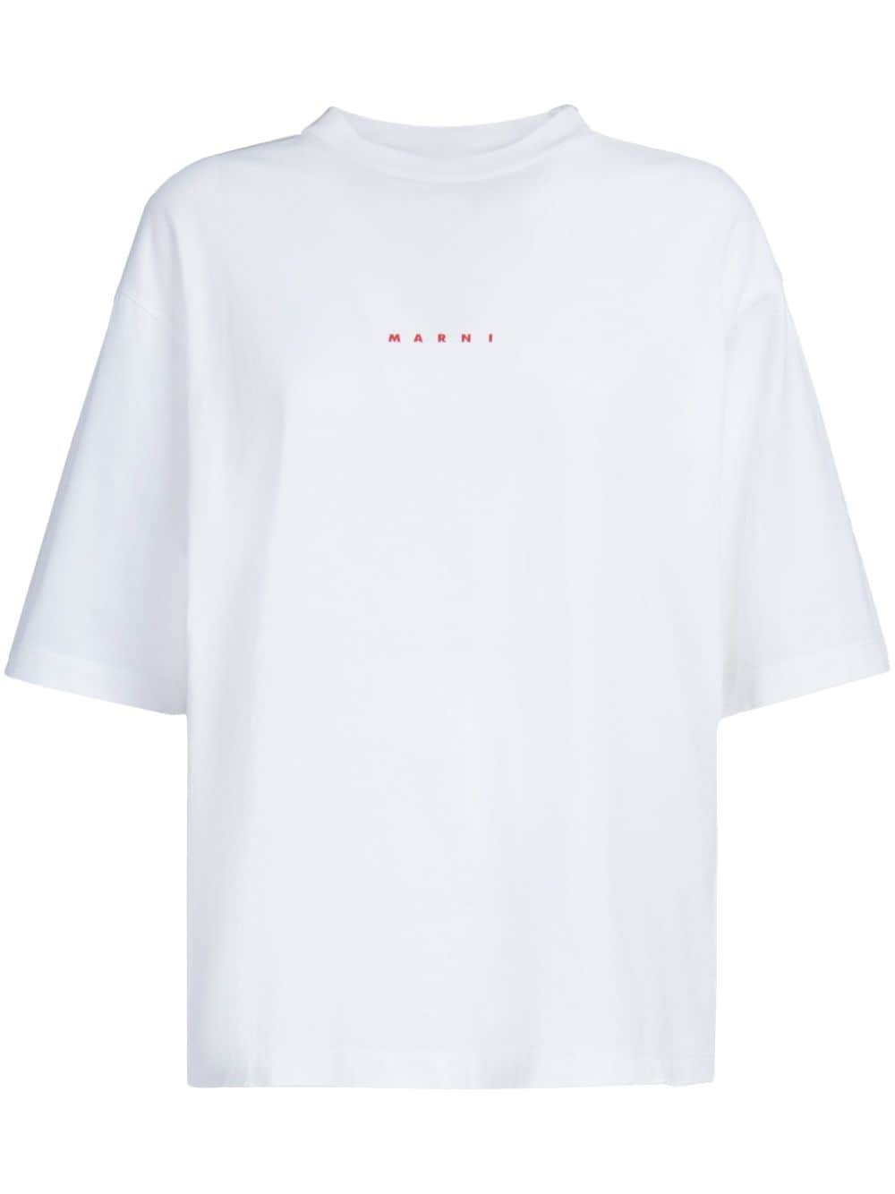 Marni Logo-print Cotton T-shirt In Lily White