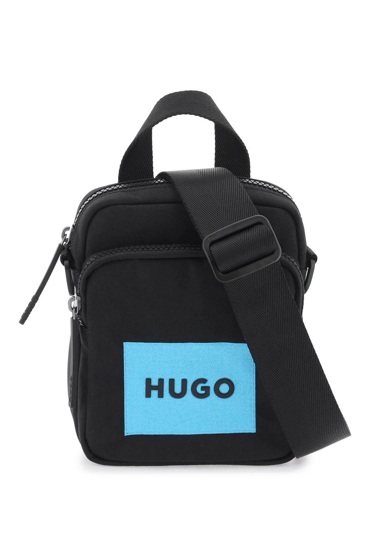 Shop Hugo Nylon Shoulder Bag With Adjustable Strap In Black