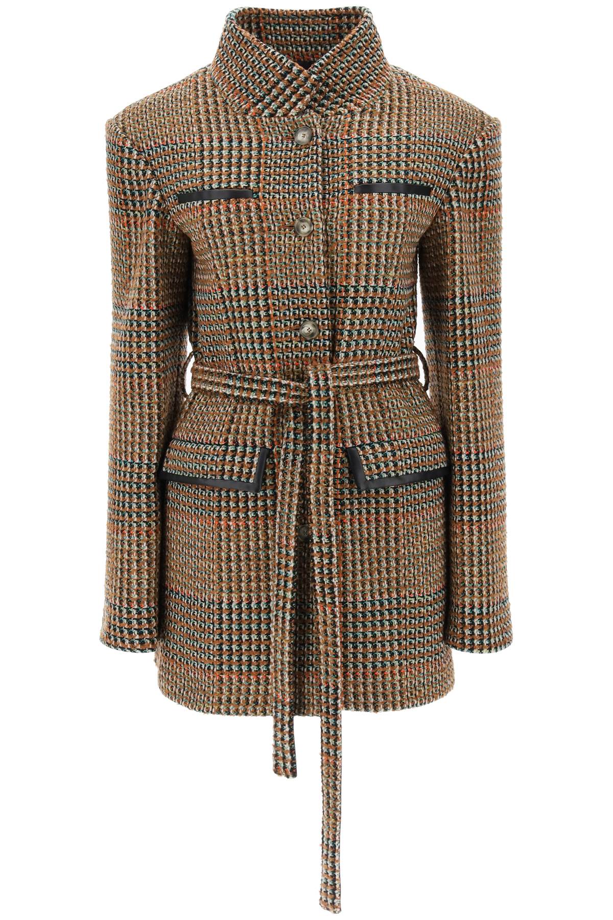 Stella Mccartney Wool Blend Tweed Coat In Brown