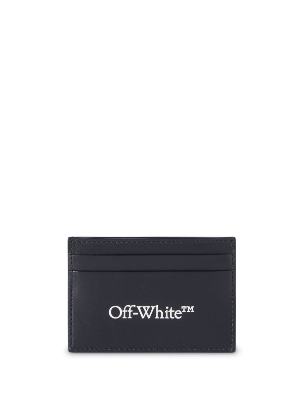 Off-white Bookish Logo-print Leather Cardholder In Black White