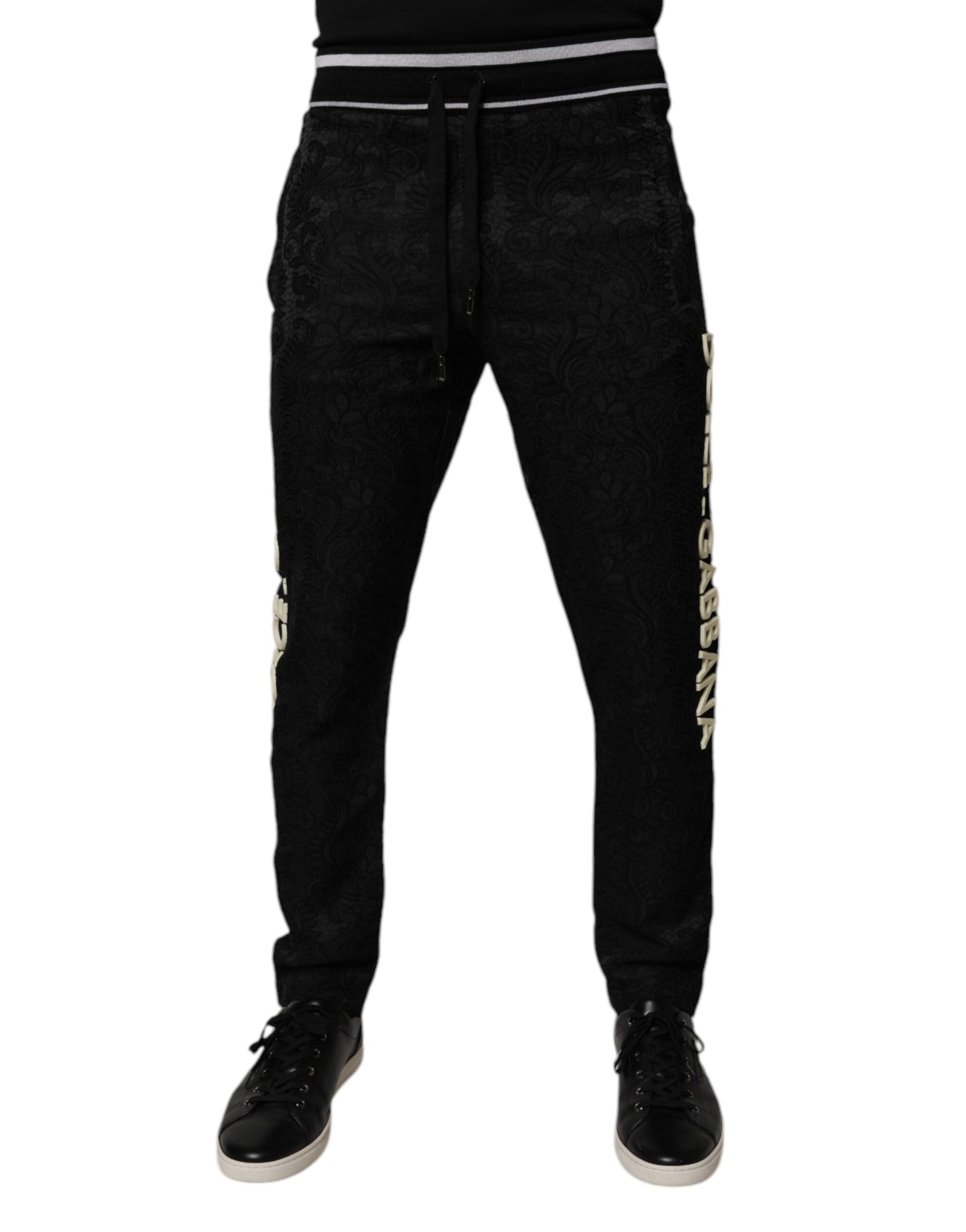 Dolce & Gabbana Black Mid Waist Jogger Men Sweatpants Pants In Black