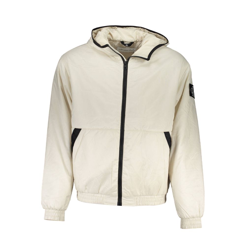 Calvin Klein Logo-patch Zip-up Jacket In Neutral