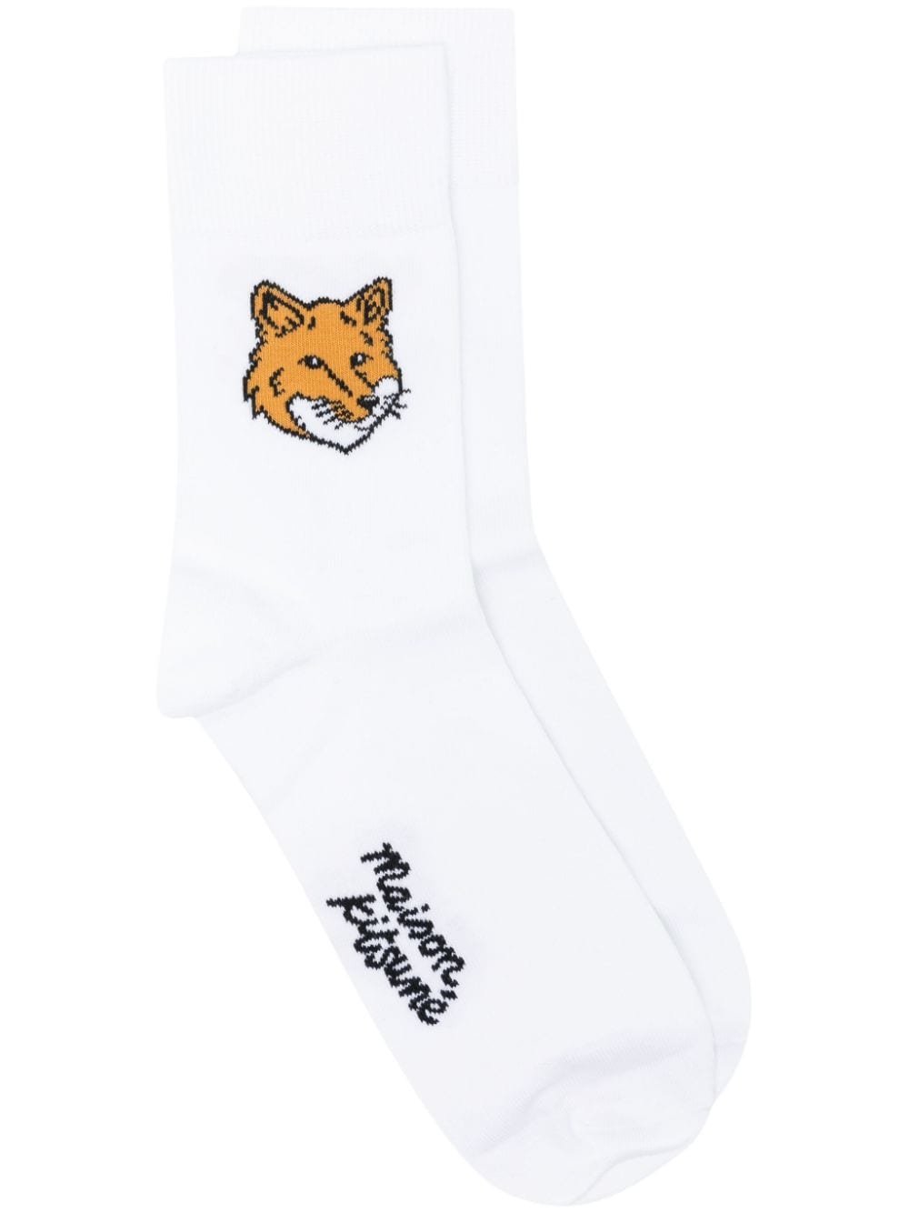 Maison Kitsuné Fox-motif Cotton-blend Socks In White