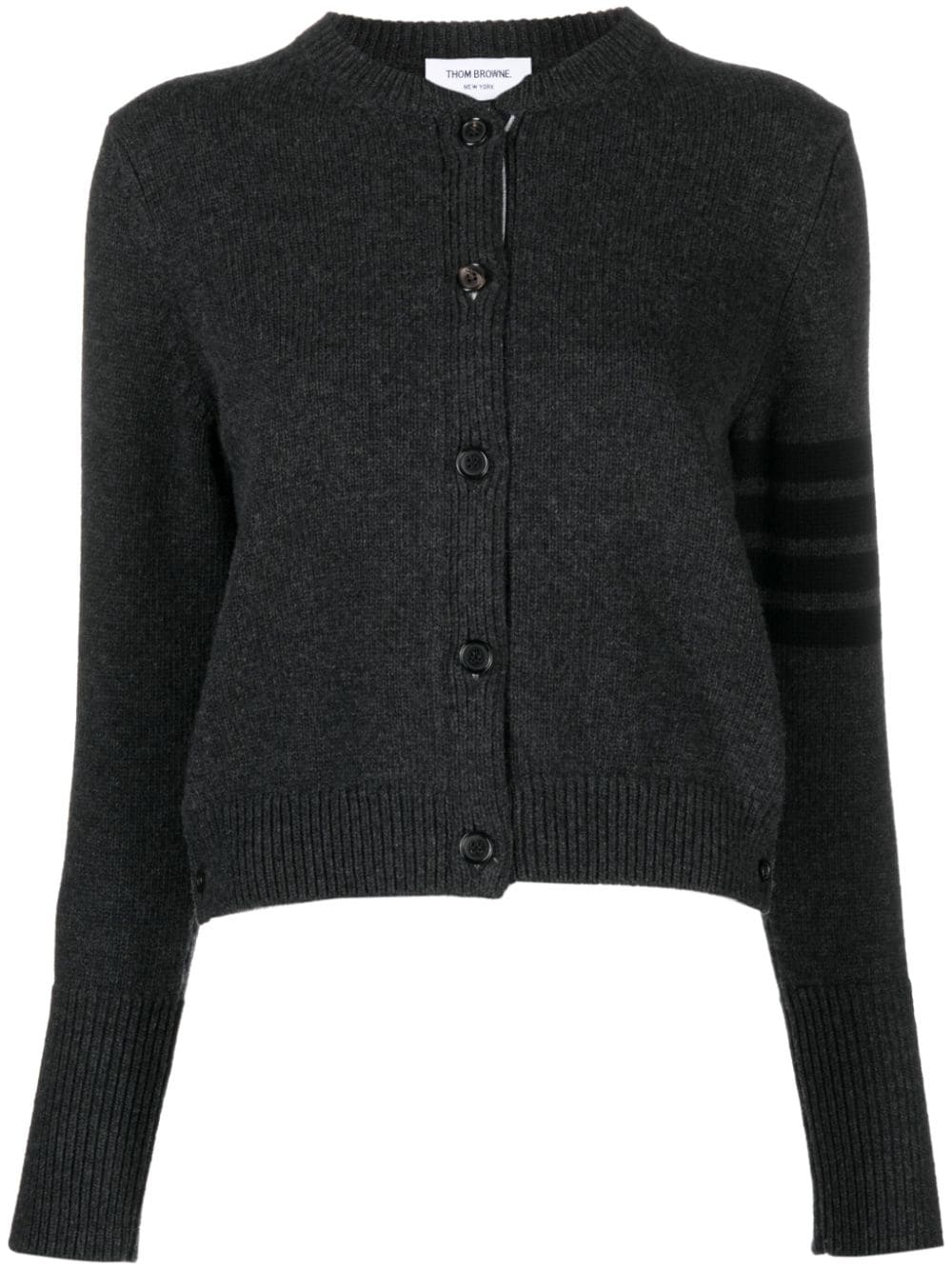 Thom Browne Stripe-detailing Wool Cardigan In Dark Grey