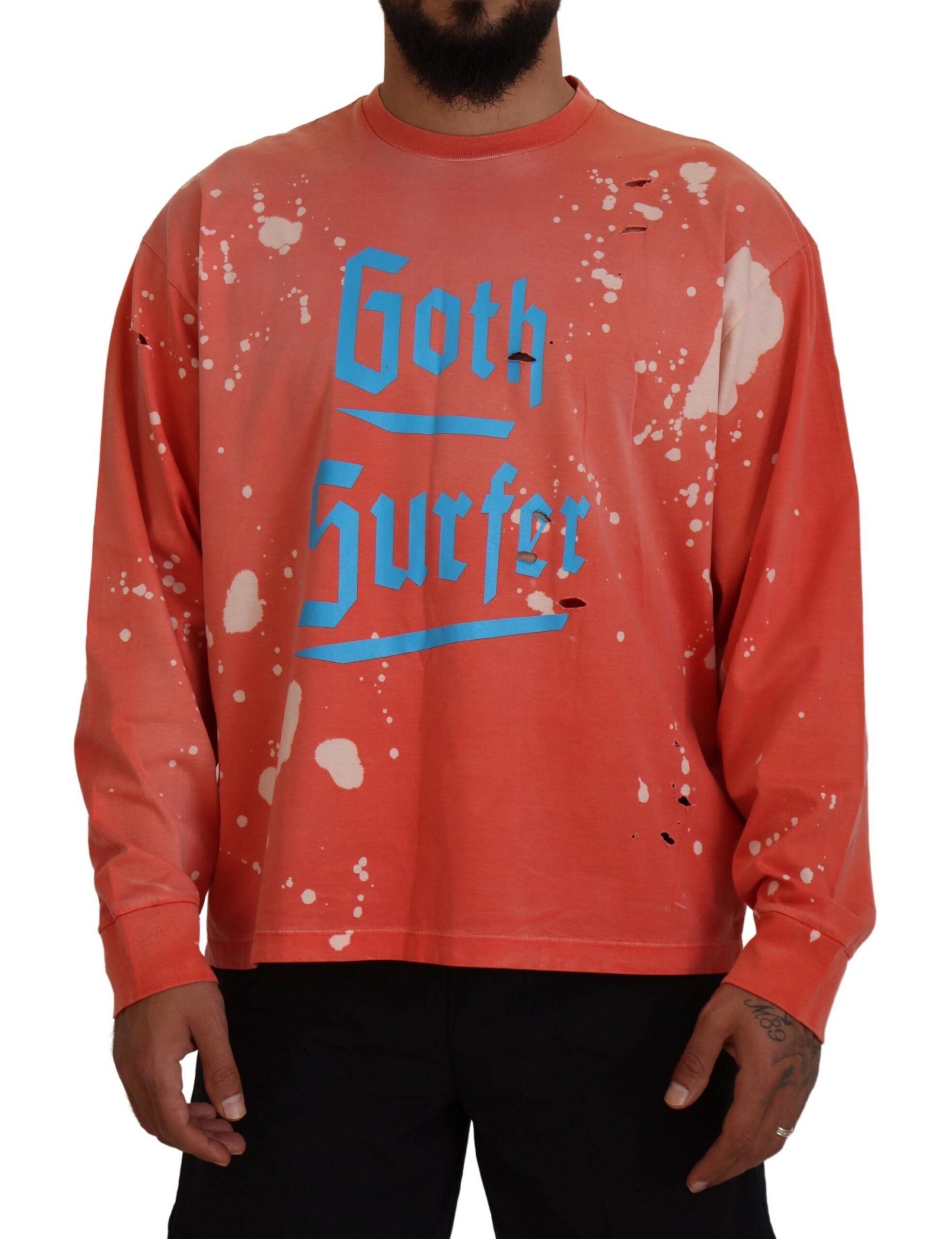 Dsquared² Orange Printed Long Sleeves Pullover Sweater In Pink