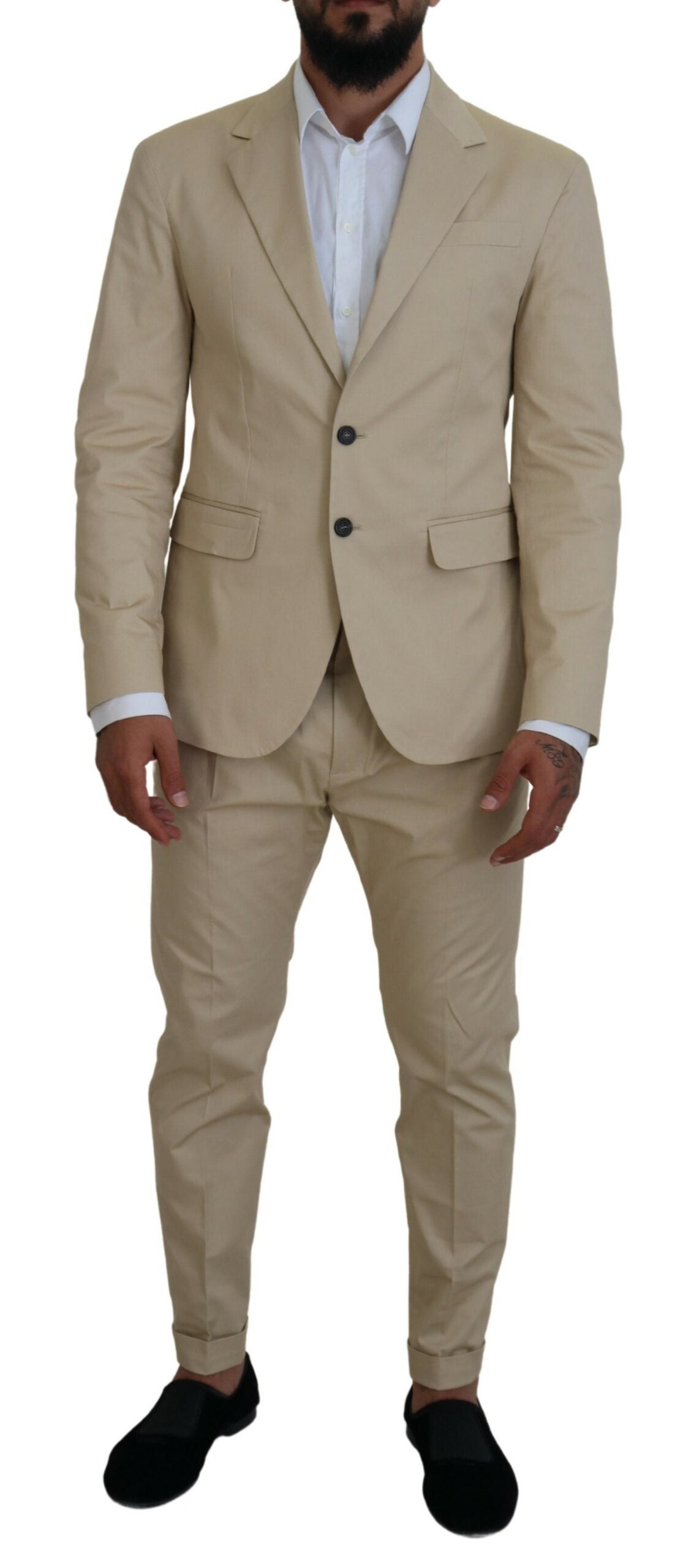 Dsquared² Beige Cotton Single Breasted 2 Piece Cipro Suit In Blue
