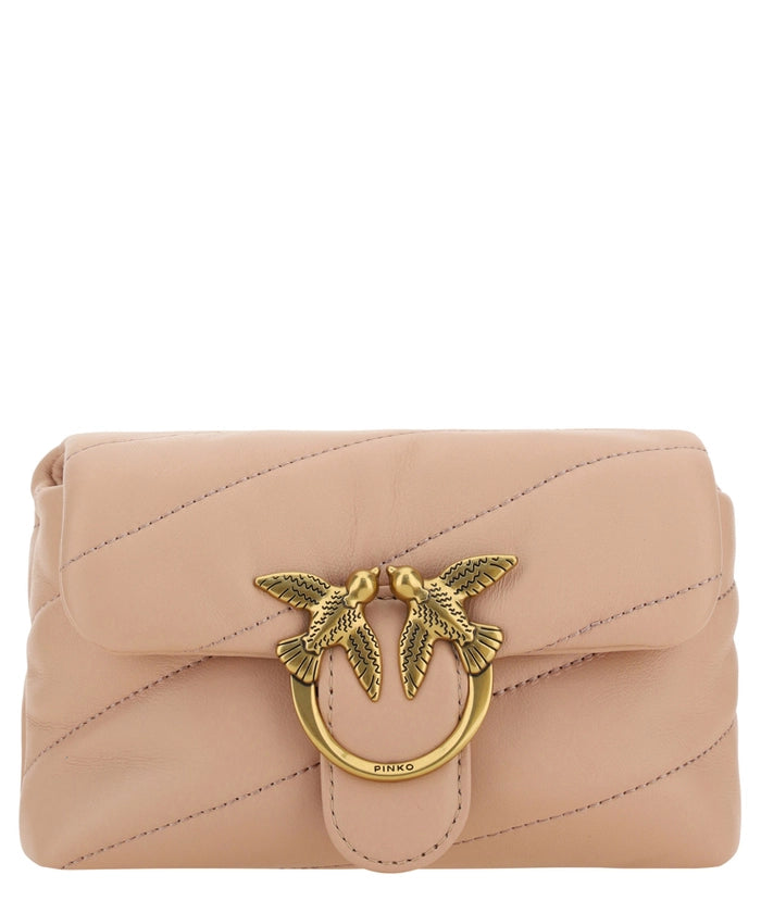 Shop Pinko Chic Blush Quilted Crossbody Love Puff Bag In Pink
