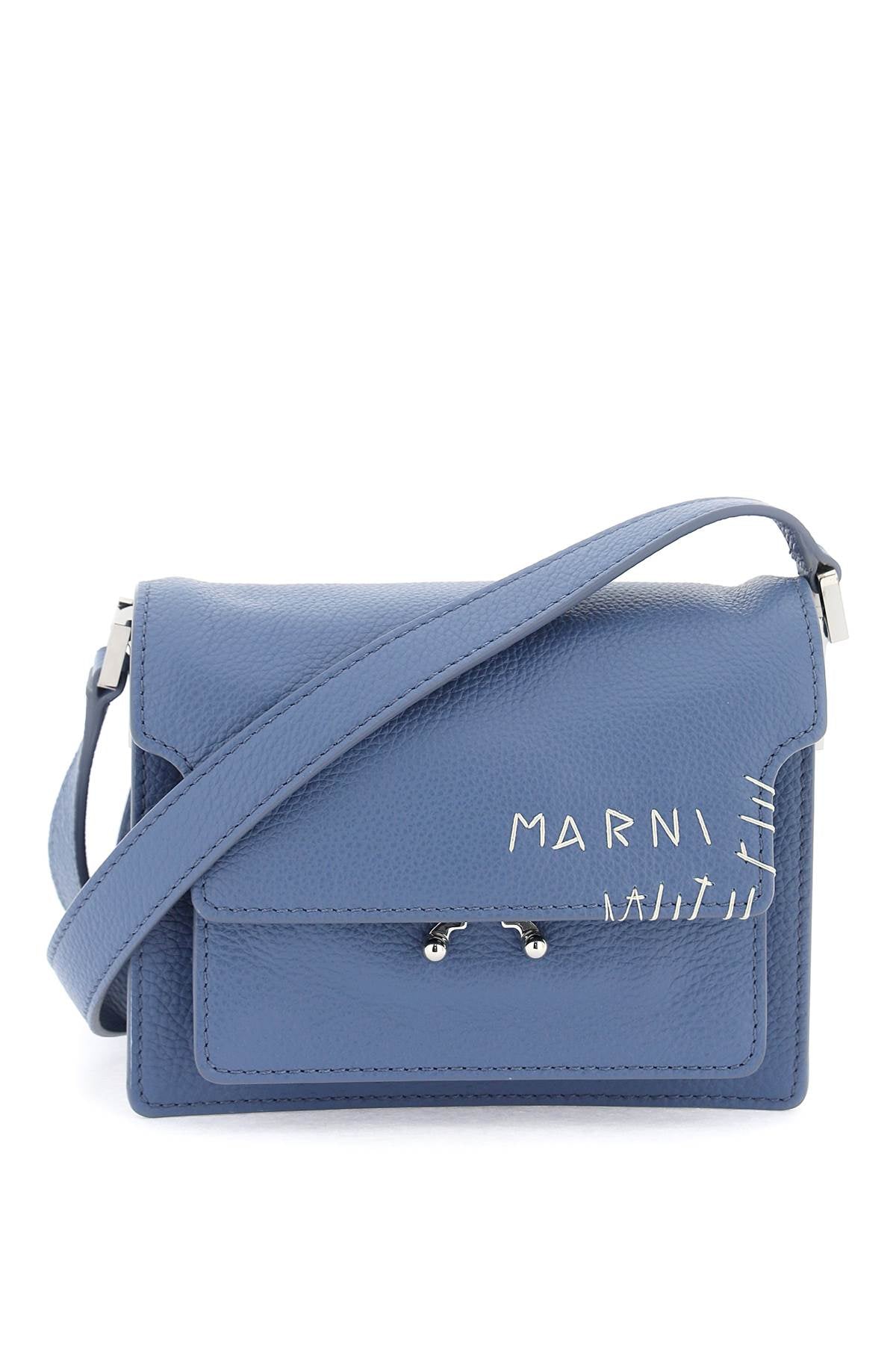 Shop Marni Mini Soft Trunk Shoulder Bag In Light Blue