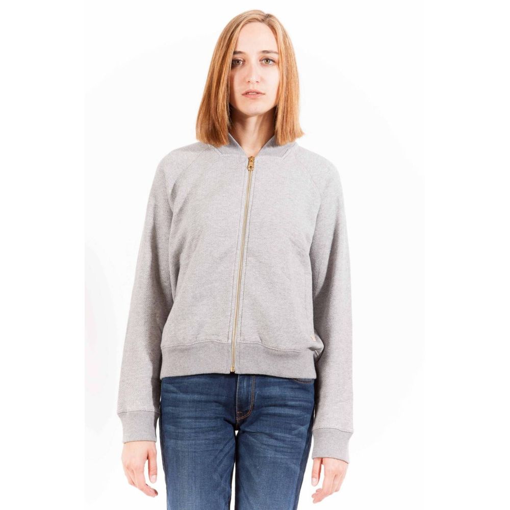 Gant Chic Gray Zippered Cotton Sweatshirt With Logo In Brown