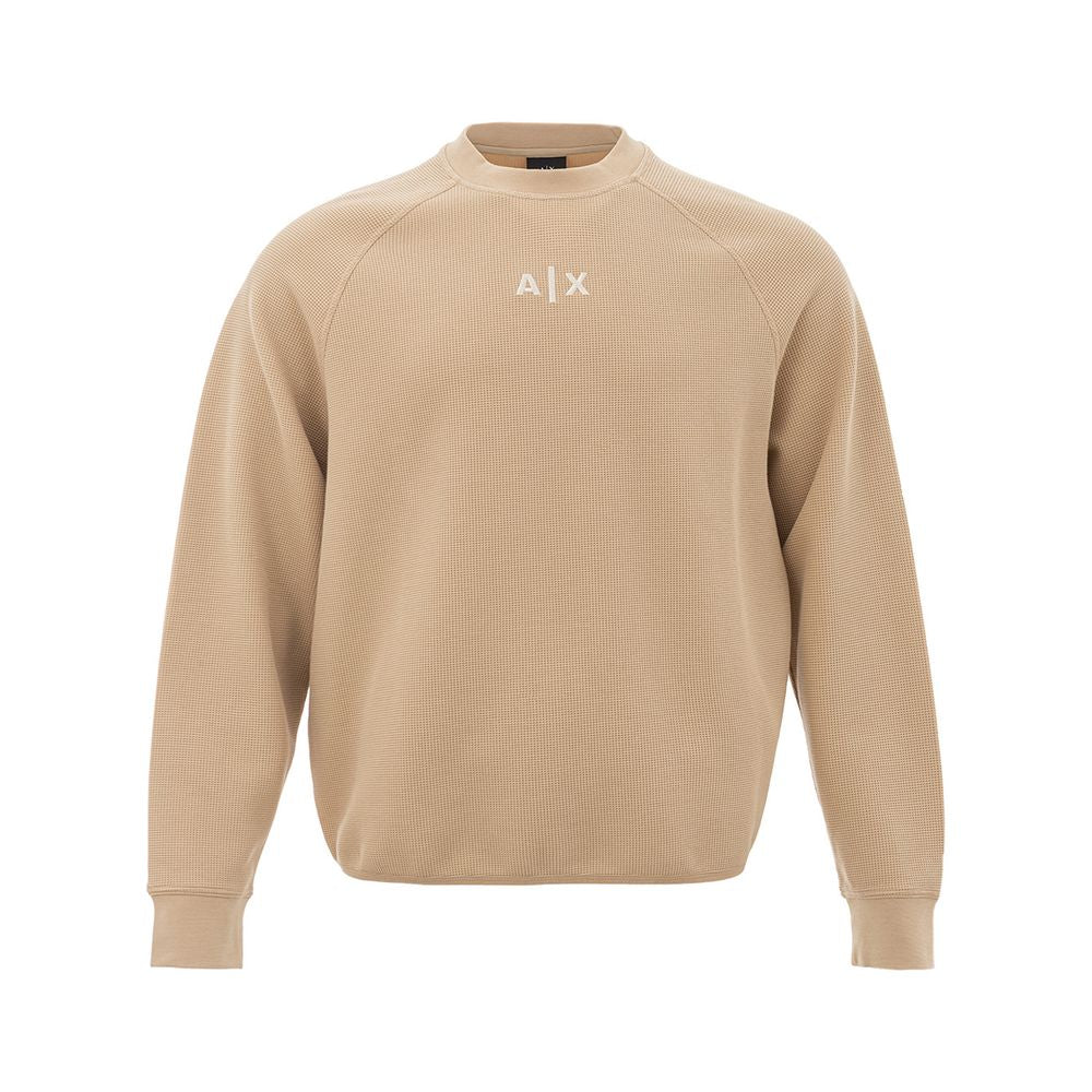 Armani Exchange Beige Cotton Sweater For Men In Brown