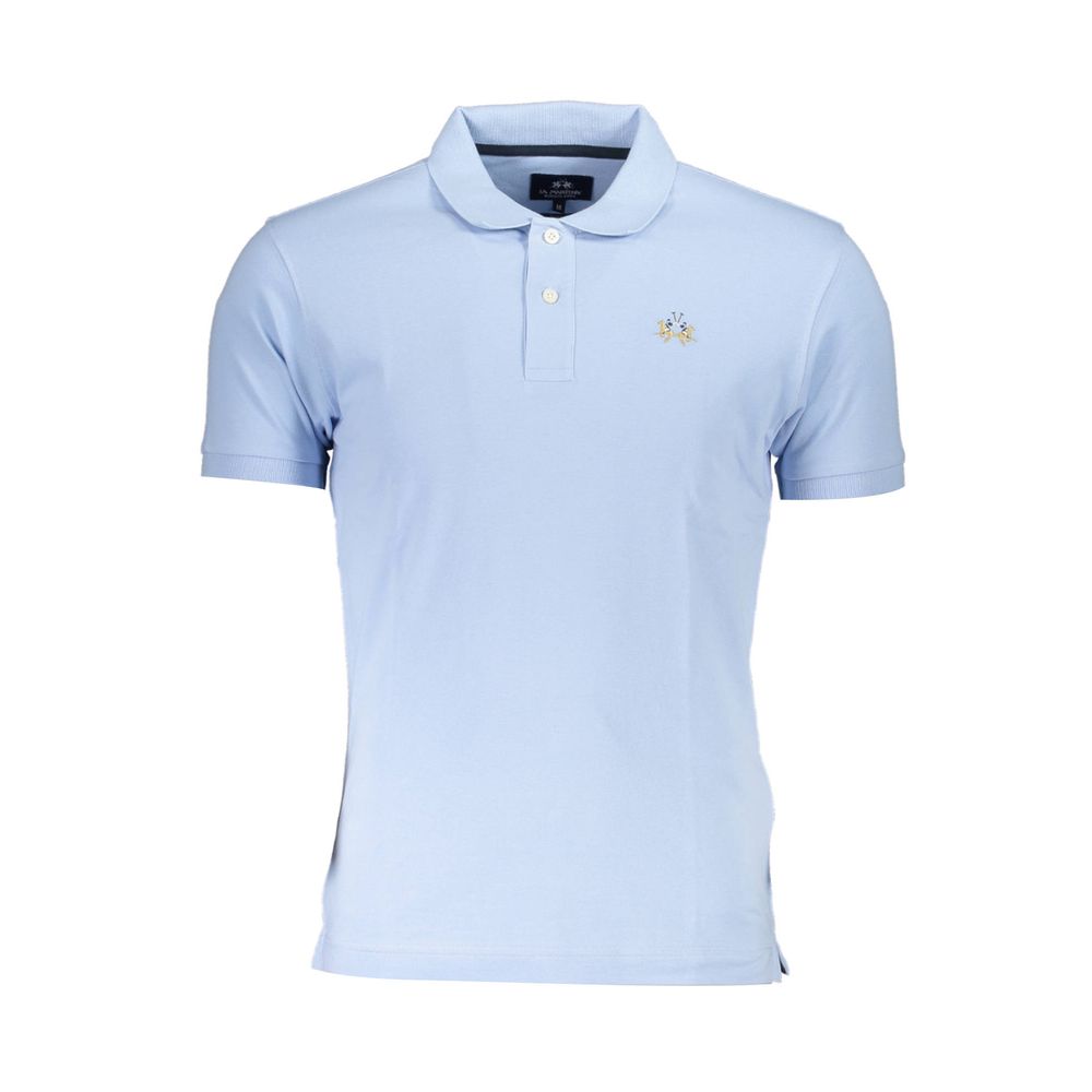 Shop La Martina Light Blue Cotton Polo Shirt