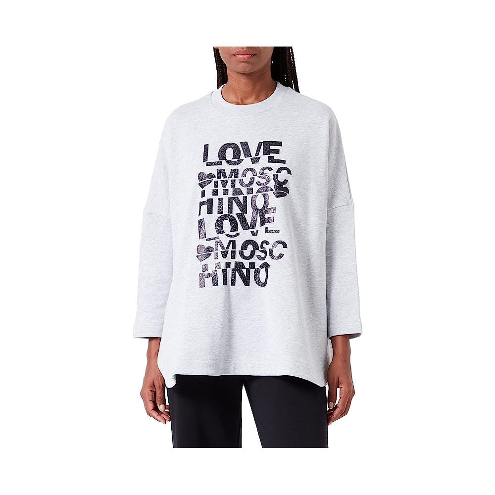 Love Moschino Glittered Cotton Oversized Sweatshirt In Gray
