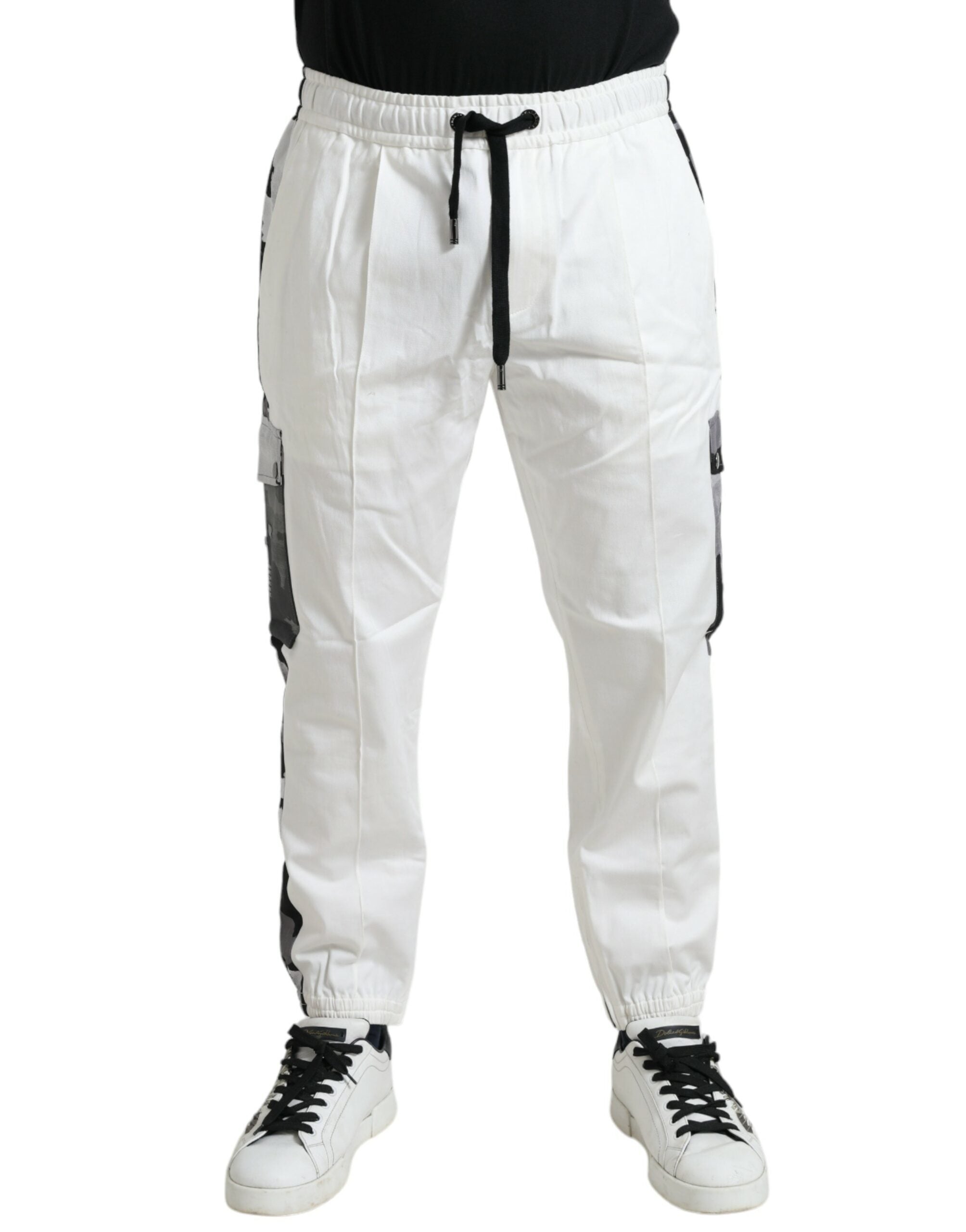 Shop Dolce & Gabbana White Cotton Blend Jogger Men Sweatpants Pants