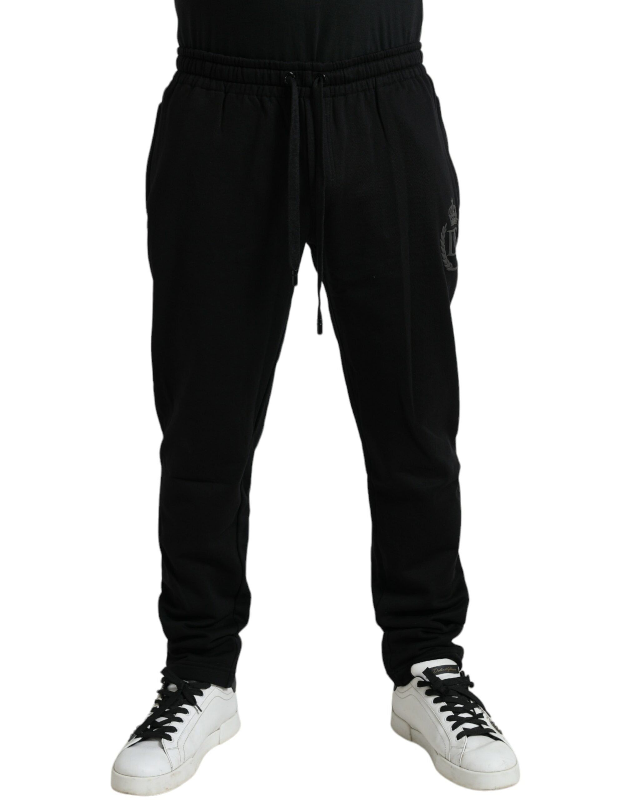 Shop Dolce & Gabbana Black Cotton Logo Jogger Men Sweatpants Pants